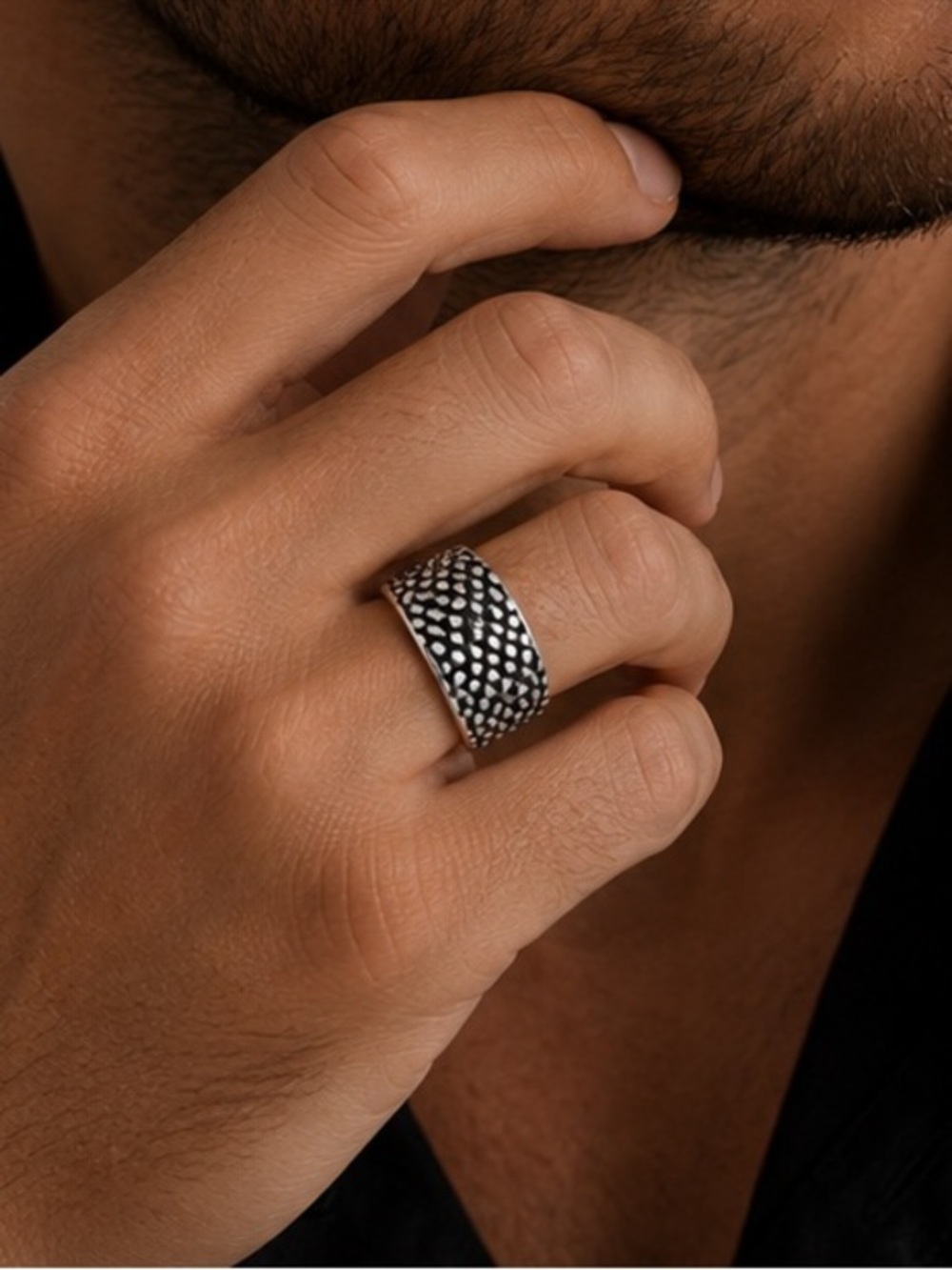 NEW 925 STERLING SILVER FANCY MEN’S WEDDING BAND